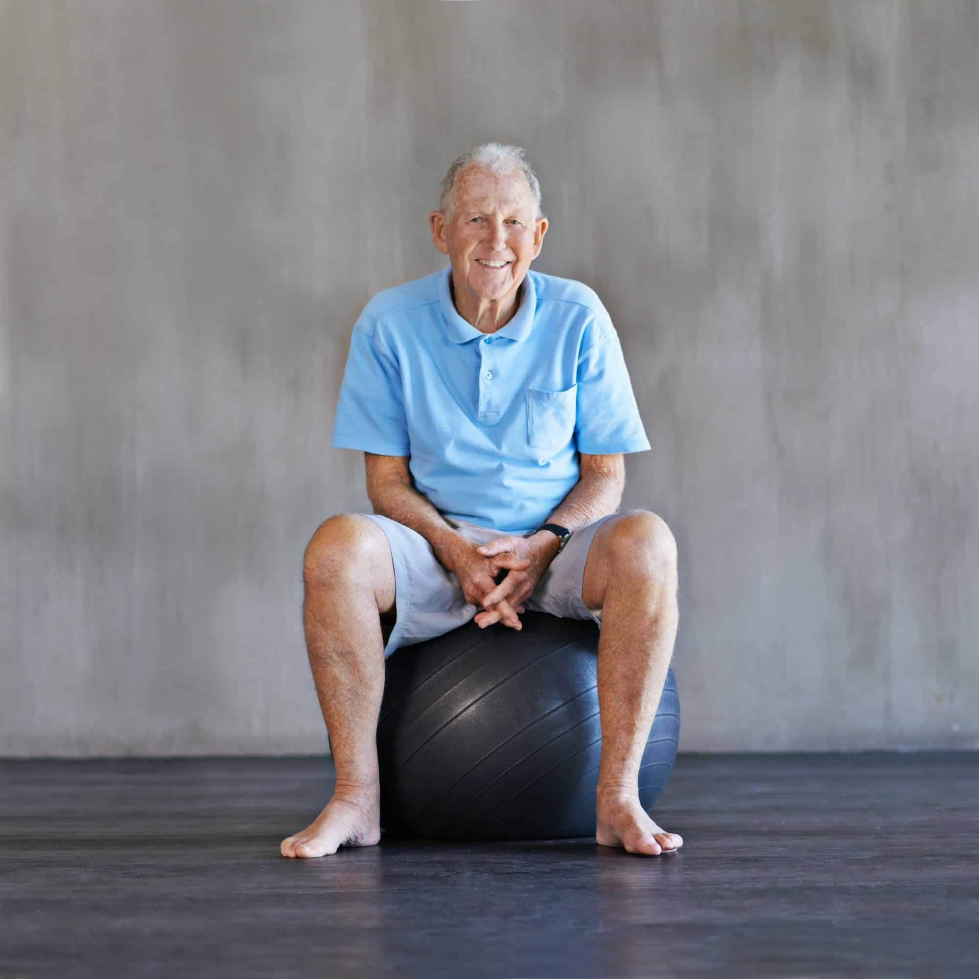Staying active and happy. Shot of a senior man at a physical therapy session.